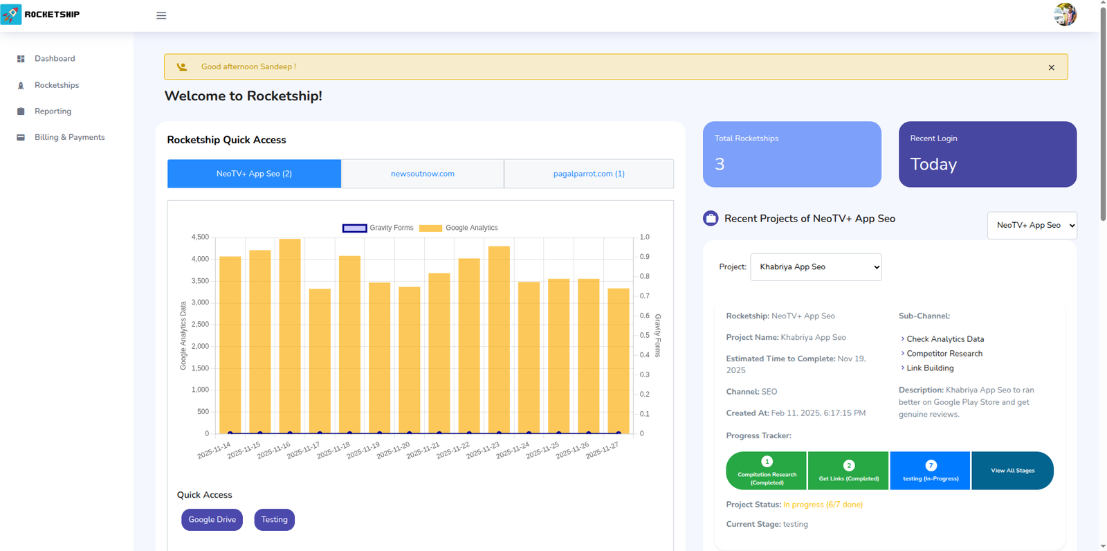 Rocketship Client Panel
